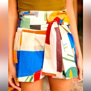 Sezane Tyson Shorts G Kero size 14 46 linen cotton paper bag tie waist